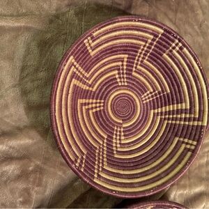 Handcrafted Woven Basket - Purple and Cream